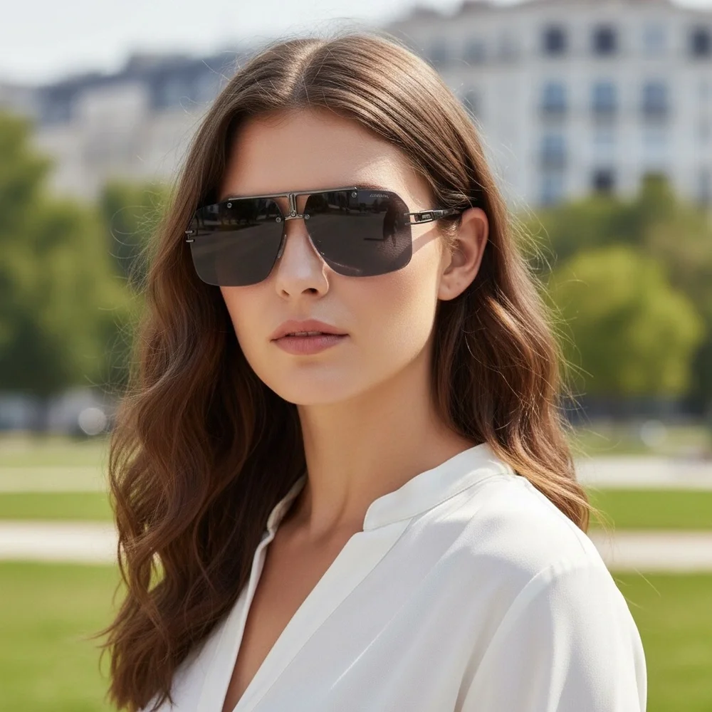 Carrera 1054/S V81IR Ruthenium Grey Rimless Designer Sunglasses